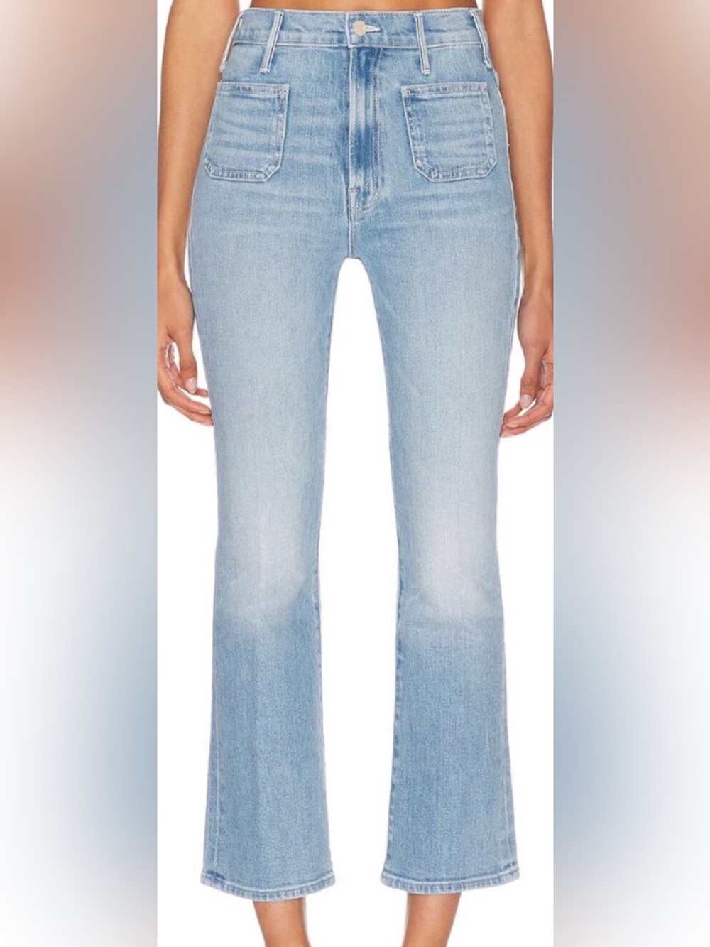 Mother Jeans The Hustler Patch Pocket Ankle Tune in Tune Out 27 Short Hem